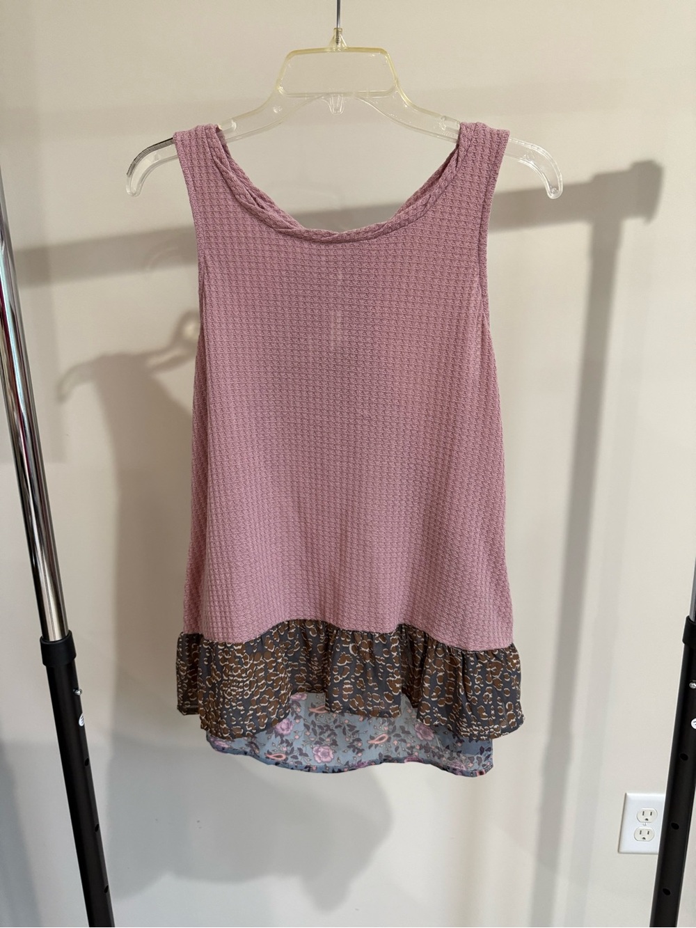 Women’s Waffle Knit Oversized Tank in Mauve Pink